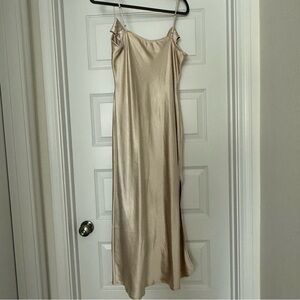 Champagne Satin Slip Dress, Size M